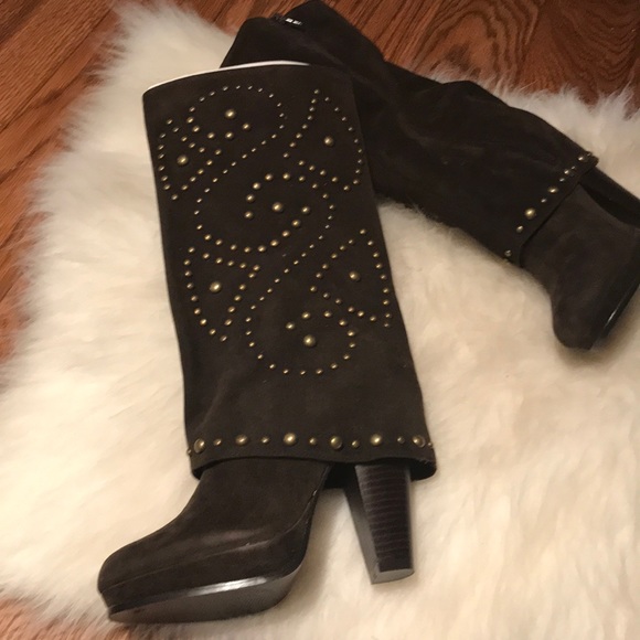 #SOLD Lovely People brown studded boots / brown boots with heel - Picture 2 of 5